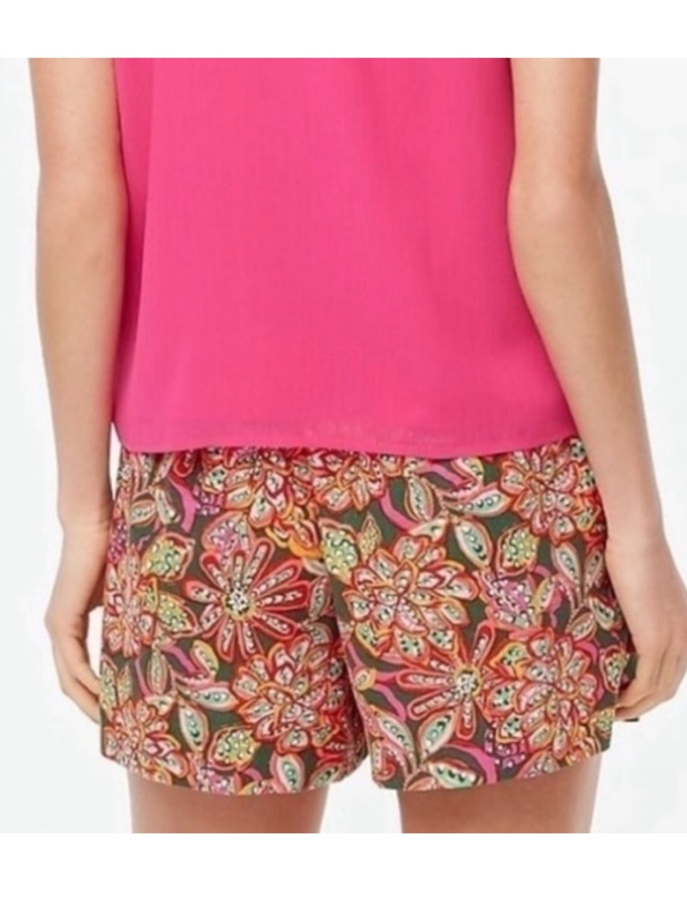 J Crew Linen Blend Floral Shorts Pink Red Green Women’s Size 2 - Picture 3 of 9